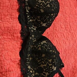 Aerie Wireless Black And Tan Lace Hook and Eye Closure Bra Size 40C Brand New